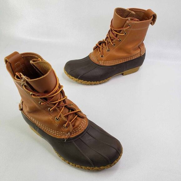 LL Bean Duck Boots Tan Brown Leather Lace Up Men’s Size 5 Women’s Size 7 - Picture 1 of 10